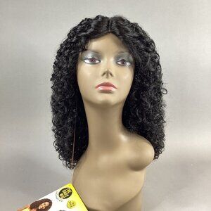 Damaris Long Curly #1B Off Black Premium Synthetic Lace Part Wig